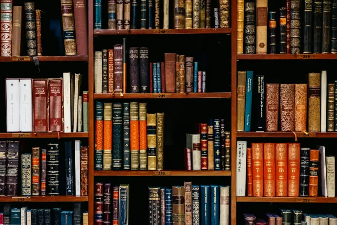 assorted-title of books piled in the shelves
